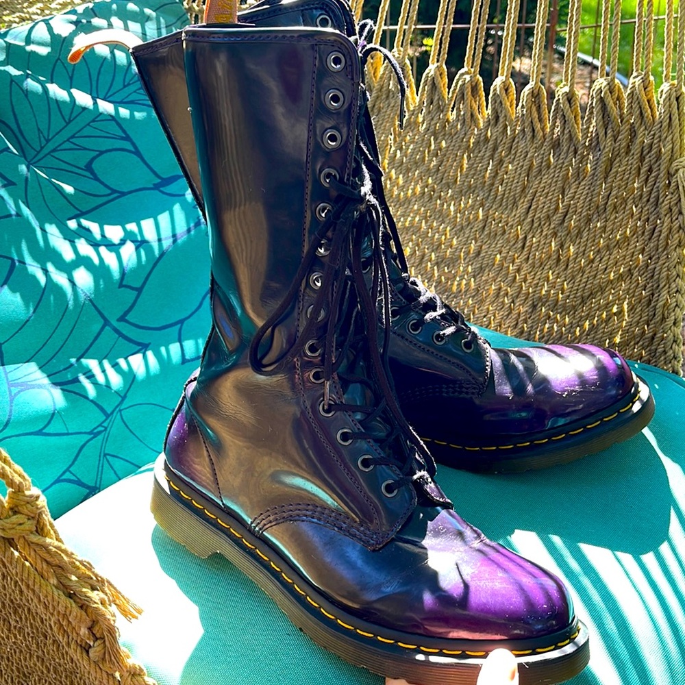 VEGAN purple Dr Martens mid-calf boots